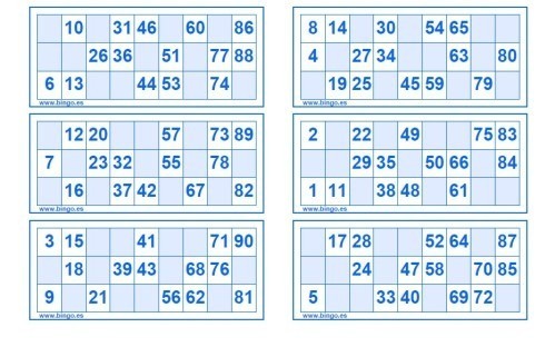 cartones de bingo para imprimir