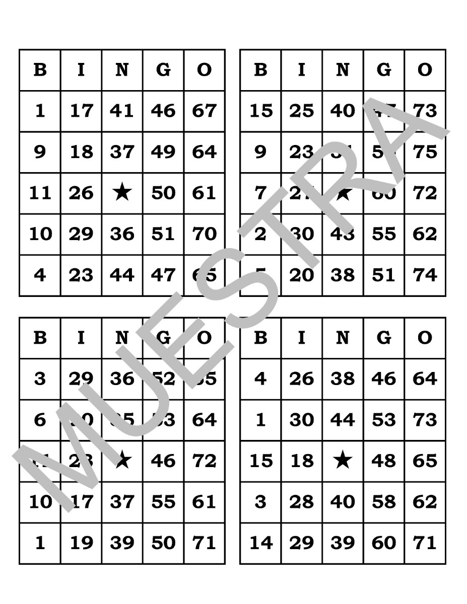 cartones de bingo para imprimir